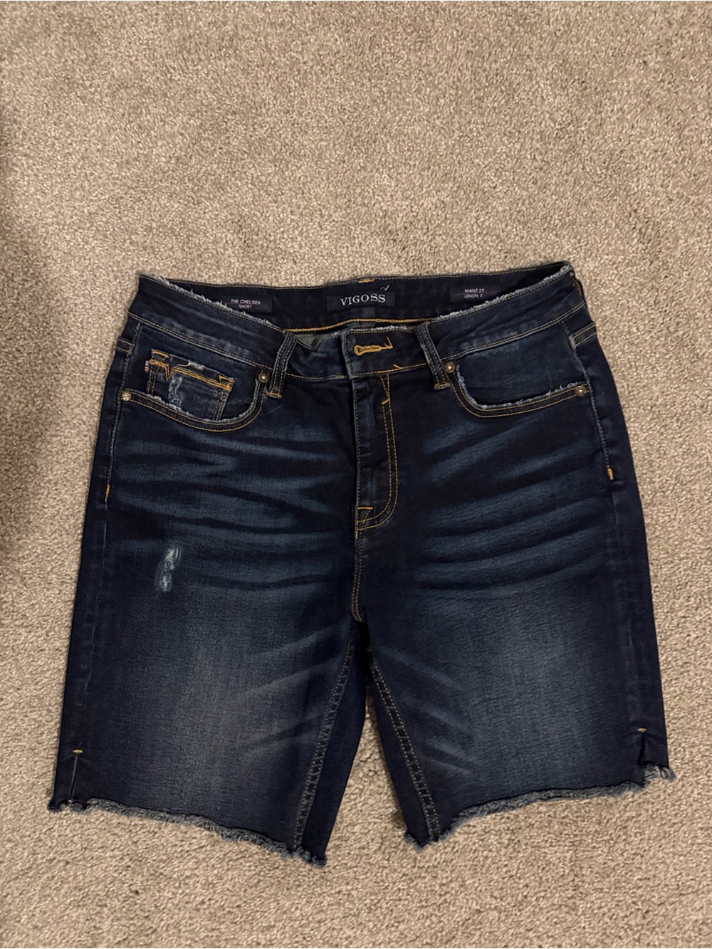 Vigoss Indigo Blue Distressed Denim Cutoff Shorts